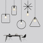 Metal Black and Gold Ceiling Light Rounded Square Pendant Lighting