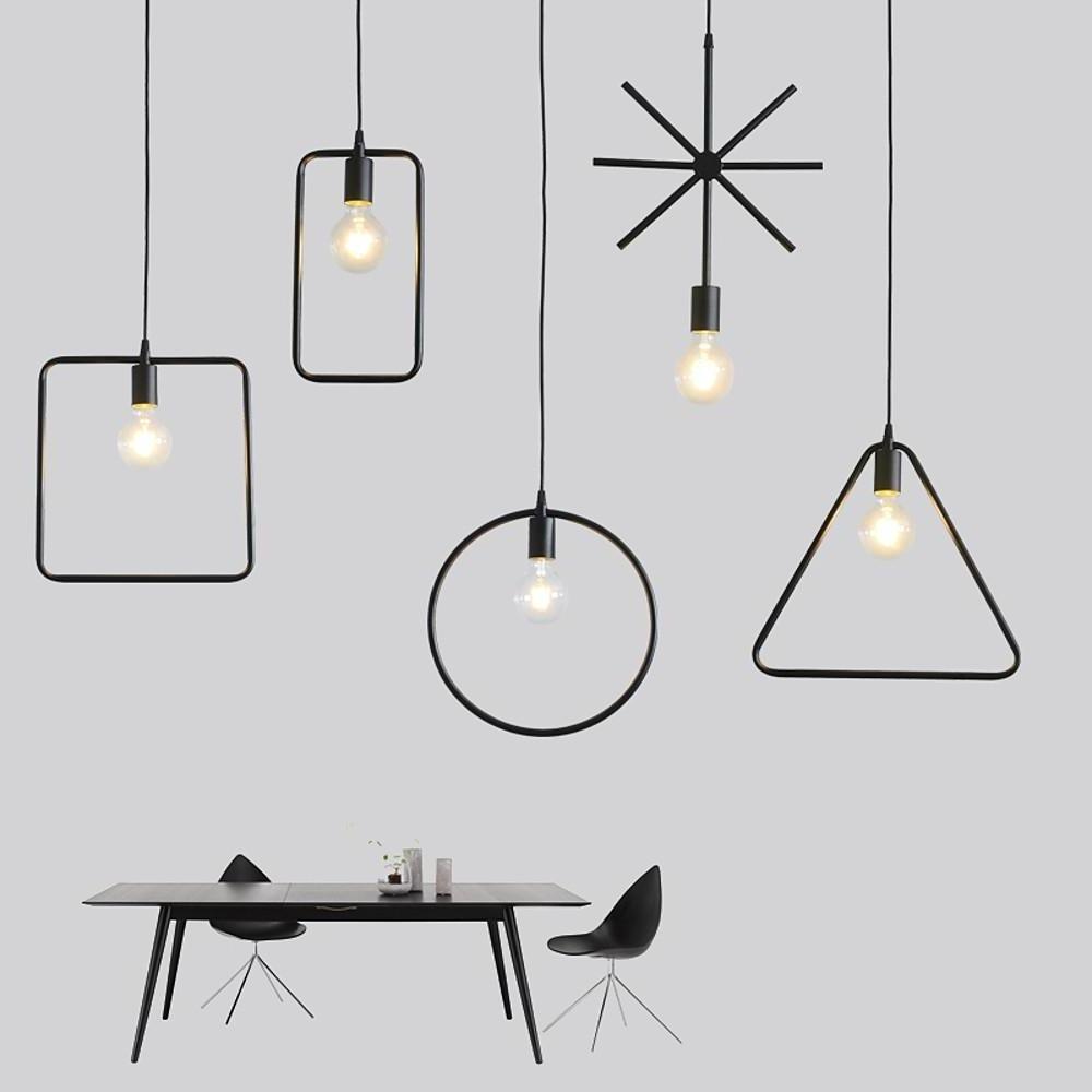 Metal Black and Gold Ceiling Light Rounded Square Pendant Lighting