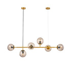 Nordic Linear Ceiling Lights Glass Globe 4/6 Heads Chandelier