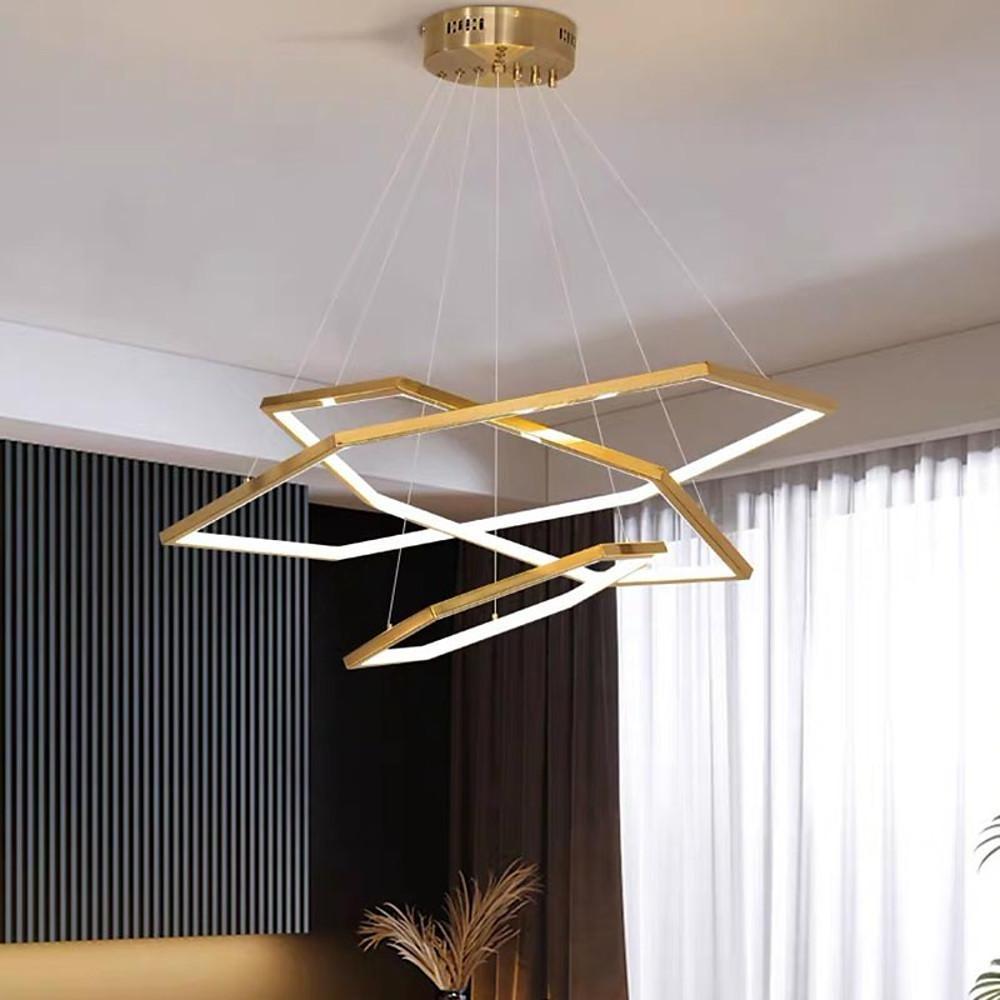 Geometric Ring Electroplated Stainless Steel LED Modern Chandelier Ceiling Lights
