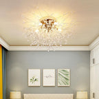 5-Light Branch Tree Chandelier Metal Crystal LED Living Room Ceiling Lights