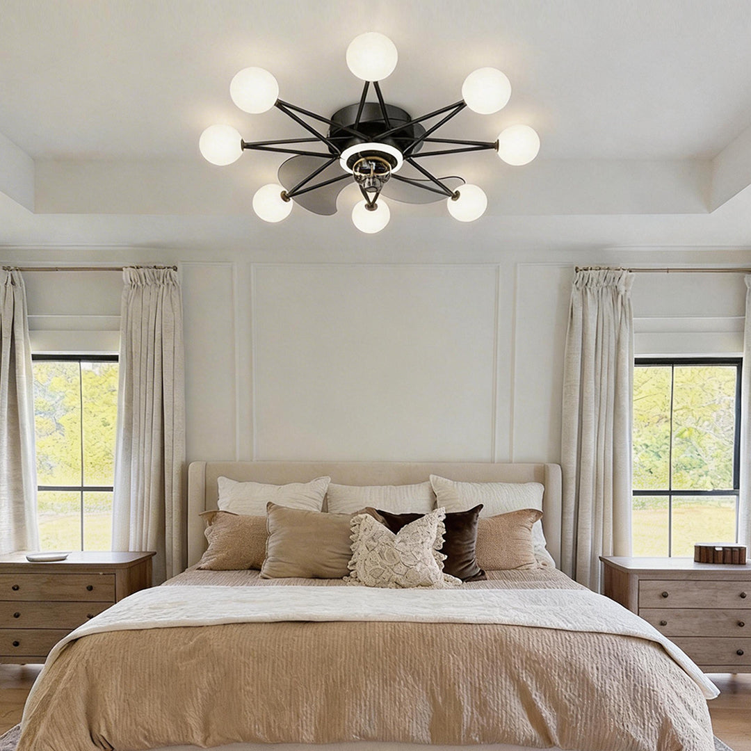 Indoor Ceiling Fans with Lights Star-Shaped Adjustable Light