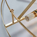 Round Drum Crystal Chandelier Modern Metal Ceiling Light
