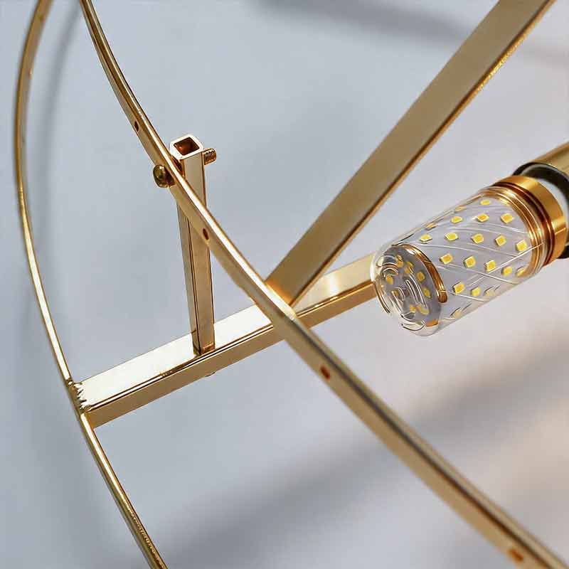 Round Drum Crystal Chandelier Modern Metal Ceiling Light