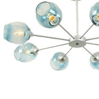 Blue Glass Sputnik Chandelier Metal See Glass Chandeliers with 8 LED Lights