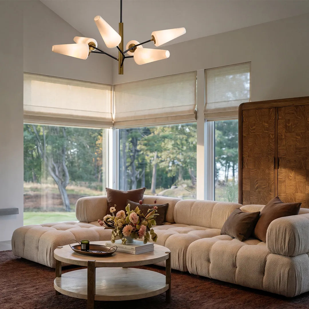 Italian Glass Chandelier Minimalist Metal Ceiling Light