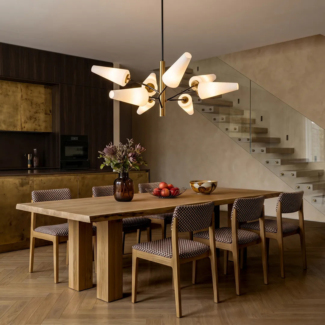 Italian Glass Chandelier Minimalist Metal Ceiling Light