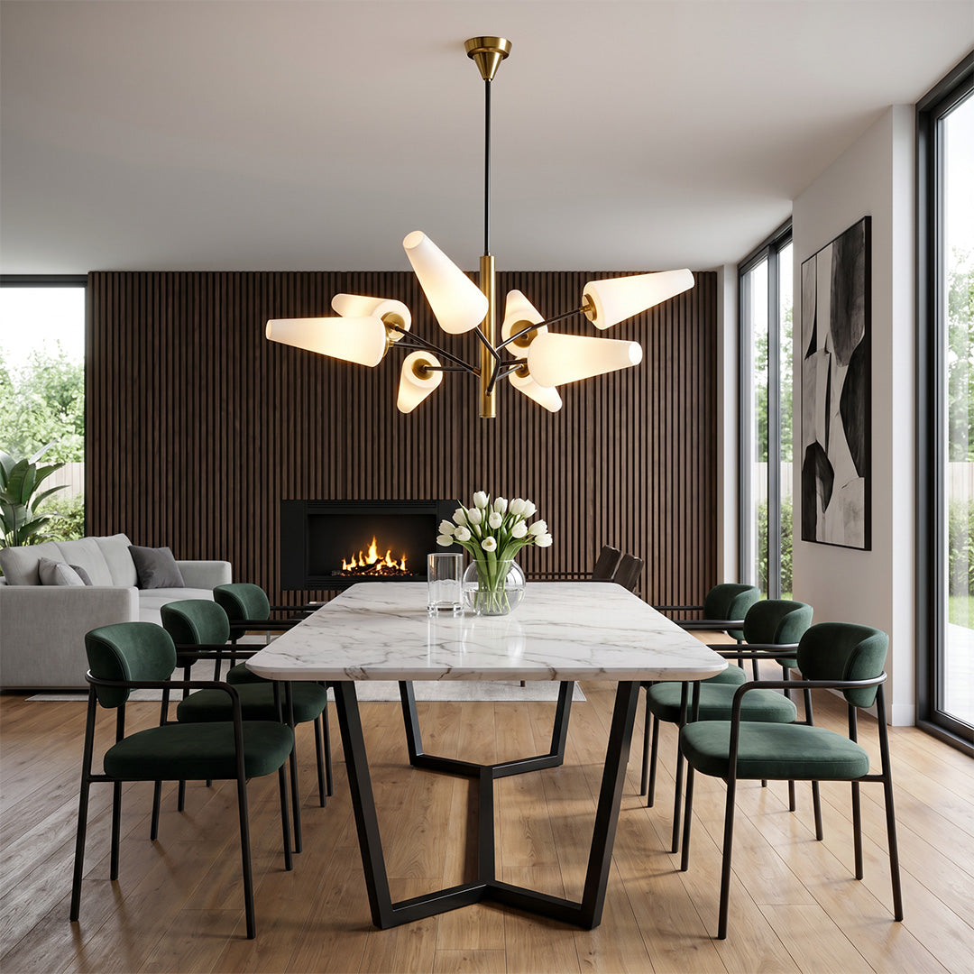 Italian Glass Chandelier Minimalist Metal Ceiling Light