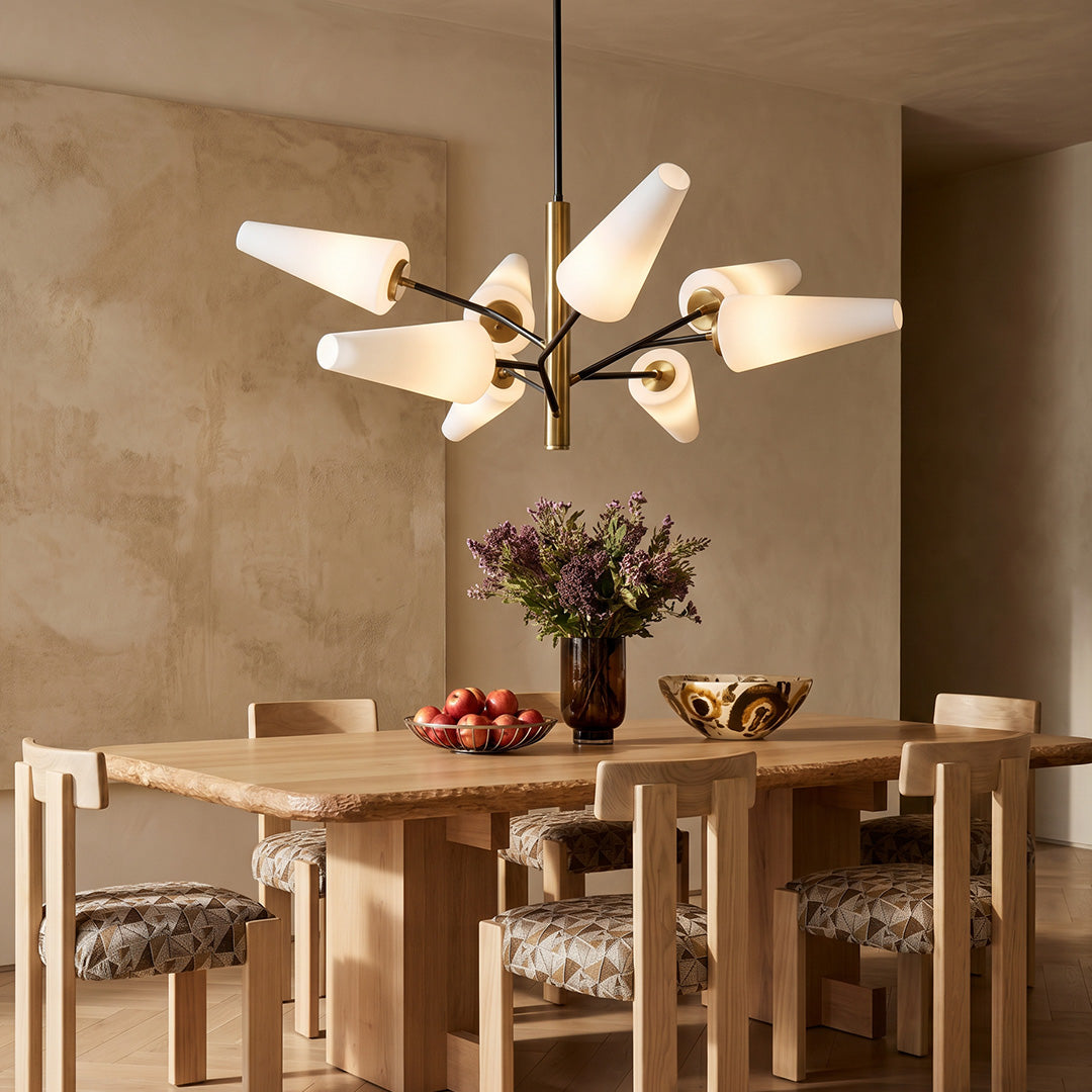 Italian Glass Chandelier Minimalist Metal Ceiling Light
