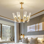8-light LED Electroplated Metal Glass Gold Classic Chandeliers Ceiling Lights