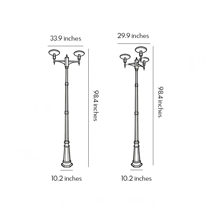 Lamp Post Lighting Modern Double or Triple Head Outdoor Lamp