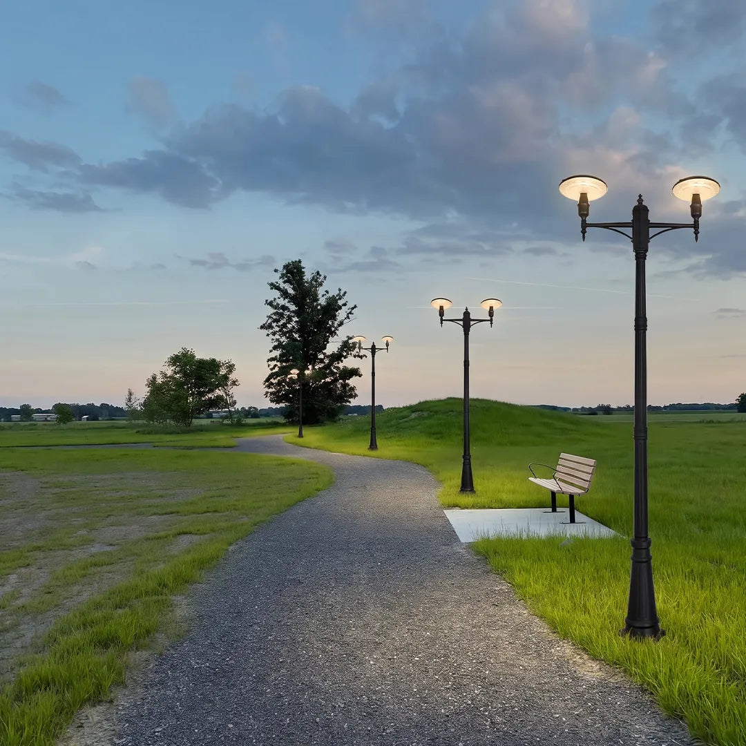 Lamp Post Lighting Modern Double or Triple Head Outdoor Lamp