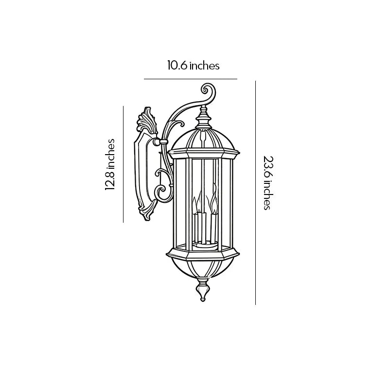 2 PCS Lantern Style Outdoor Wall Lights European Vintage Light