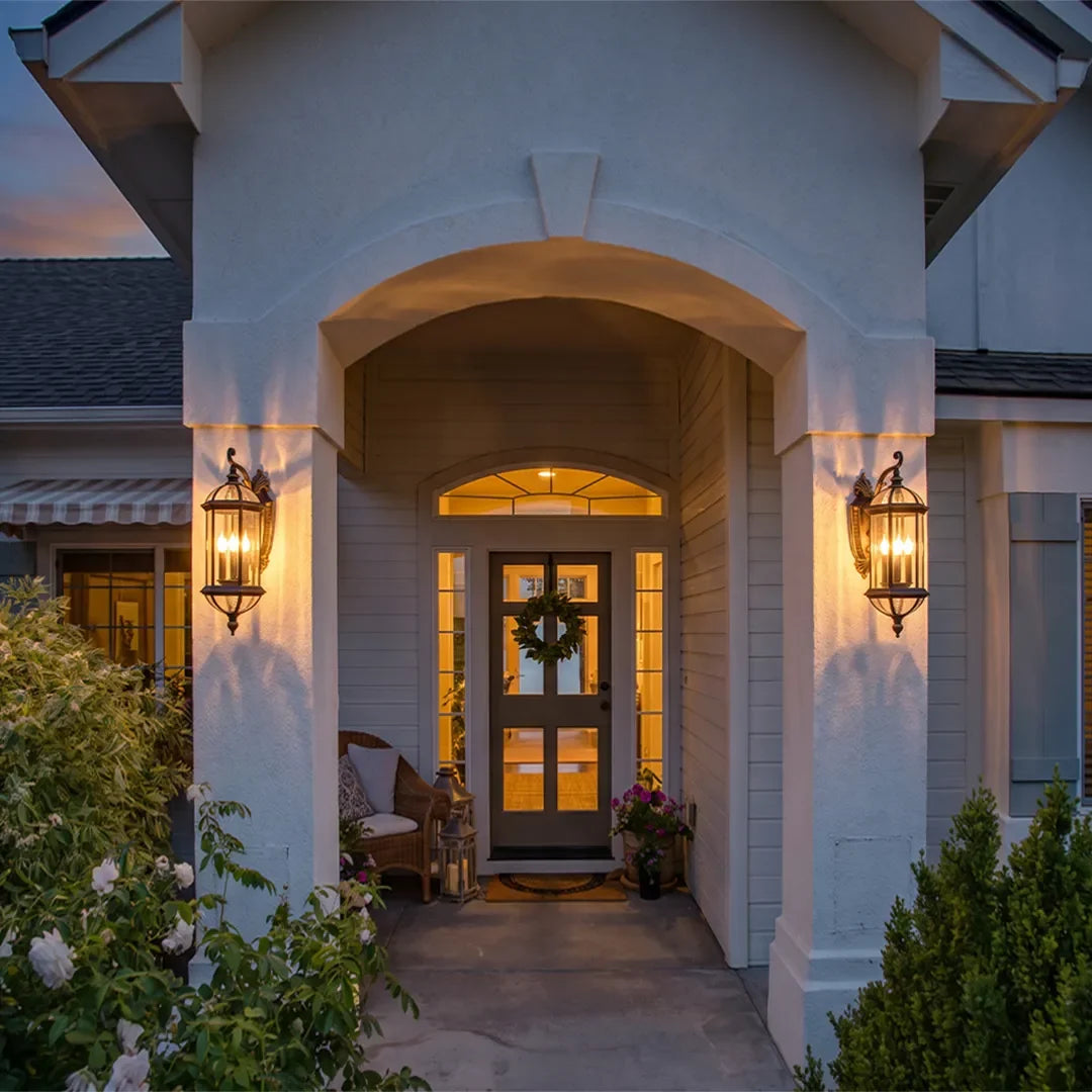 2 PCS Lantern Style Outdoor Wall Lights European Vintage Light