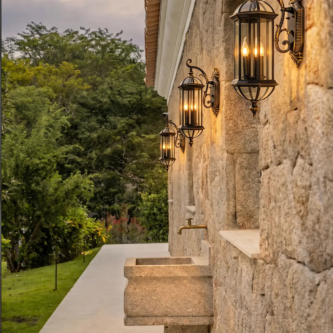 2 PCS Lantern Style Outdoor Wall Lights European Vintage Light