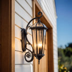 2 PCS Lantern Style Wall Sconce European Glass Outdoor Light