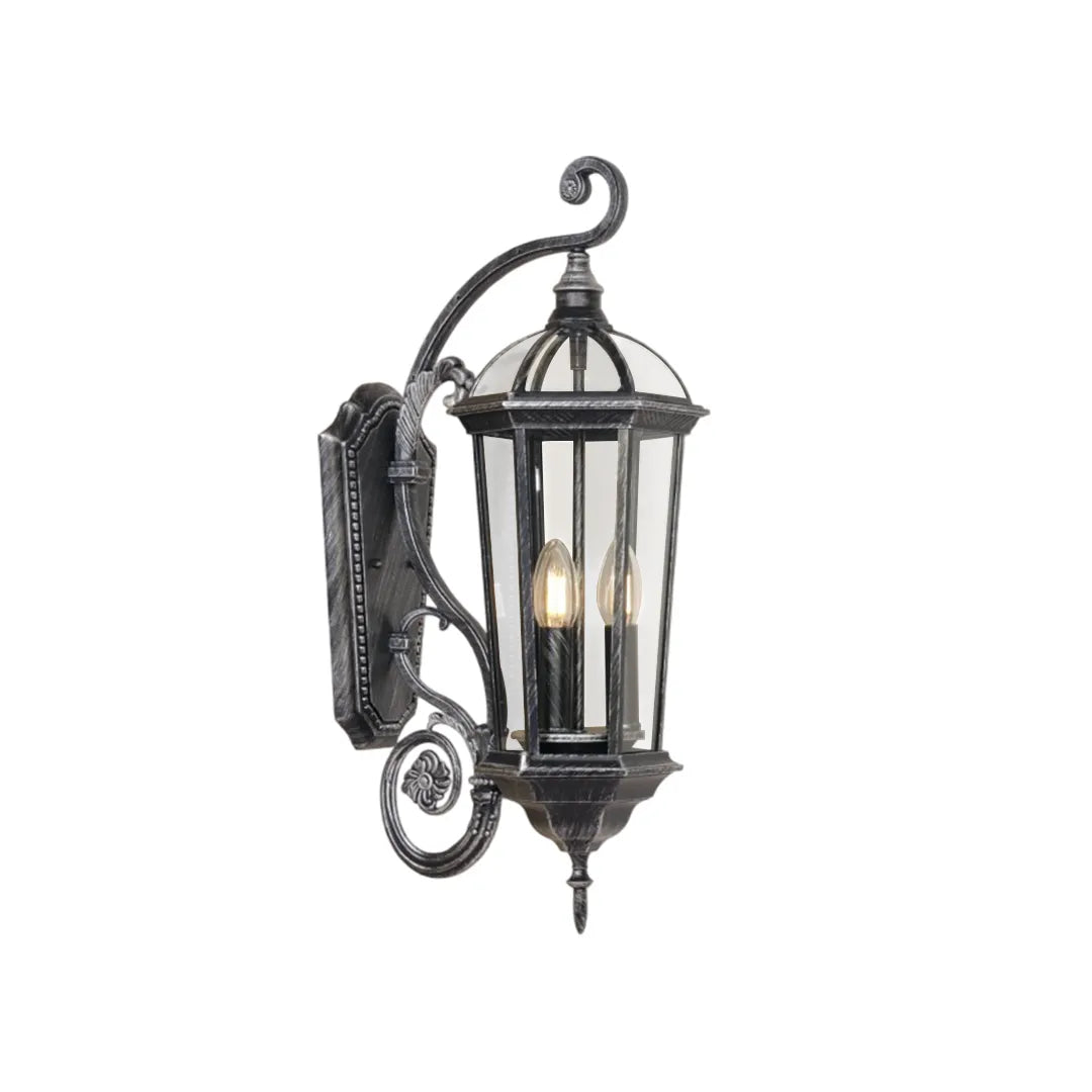 2 PCS Lantern Style Wall Sconce European Glass Outdoor Light