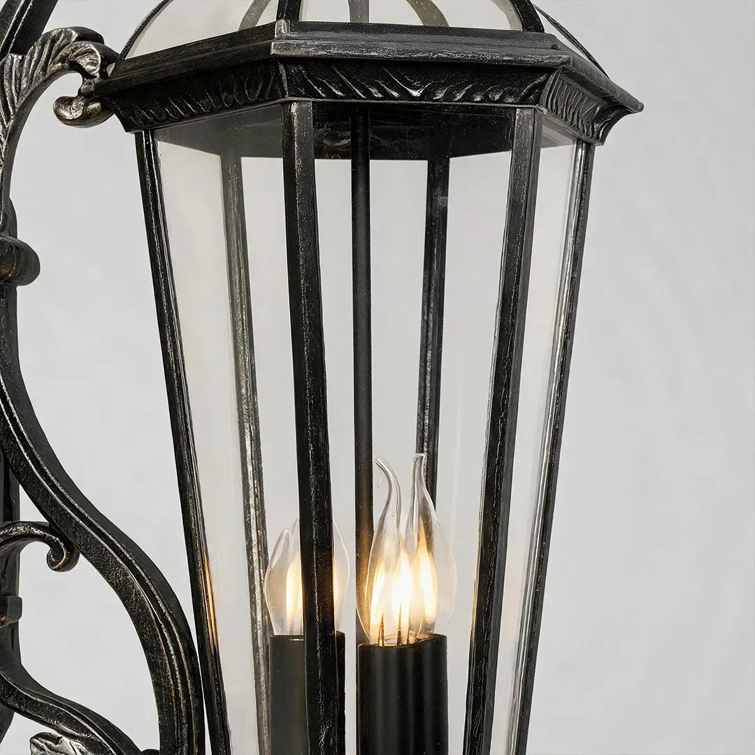 2 PCS Lantern Style Wall Sconce European Glass Outdoor Light