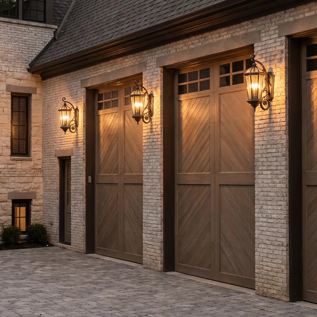 2 PCS Lantern Style Wall Sconce European Glass Outdoor Light
