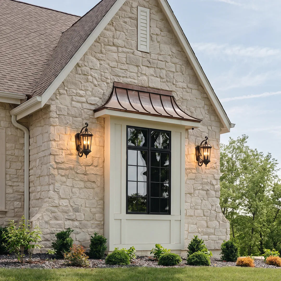 2 PCS Lantern Style Wall Sconce European Glass Outdoor Light
