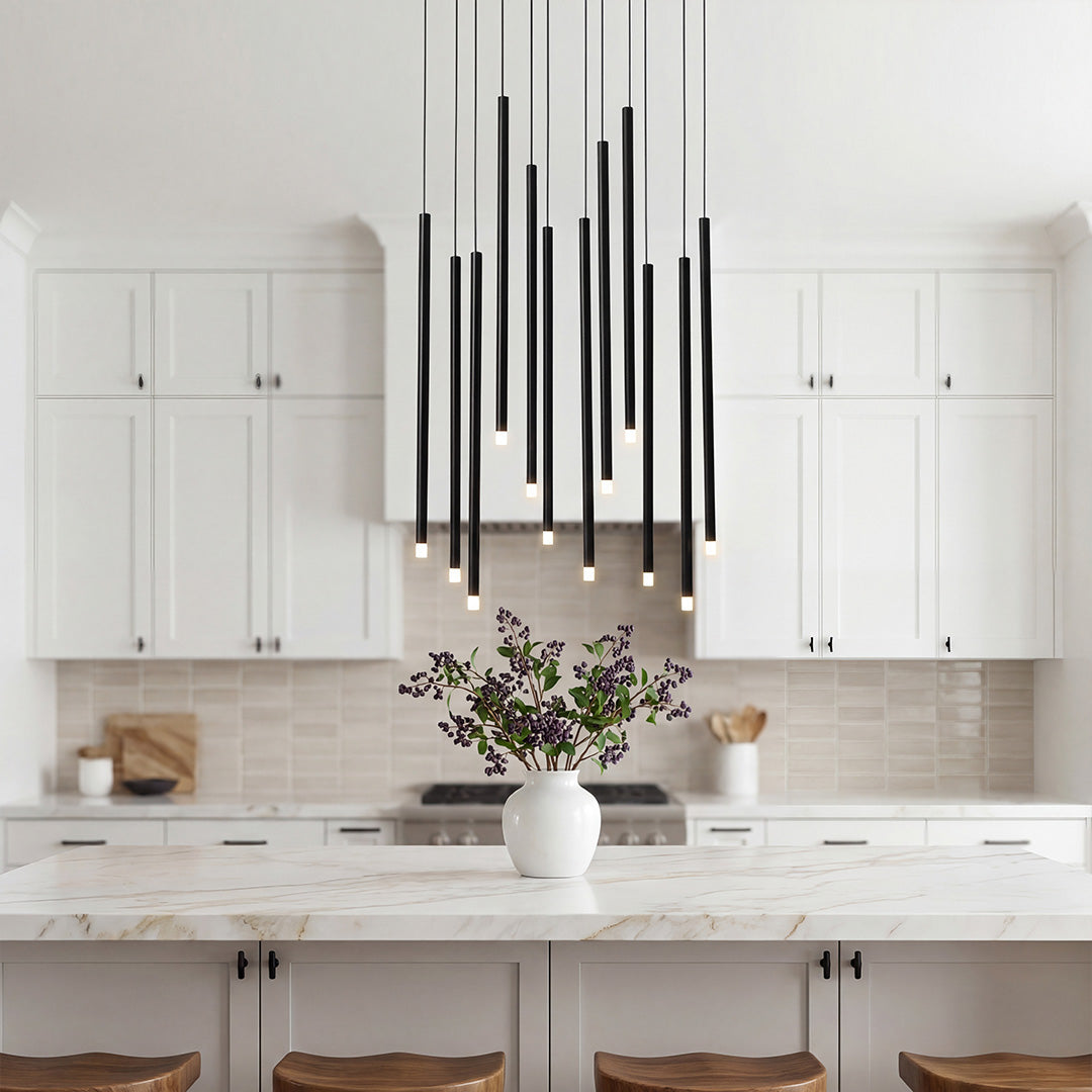 Linear Cluster Elongated Cylindrical LED Modern Pendant Light Chandelier