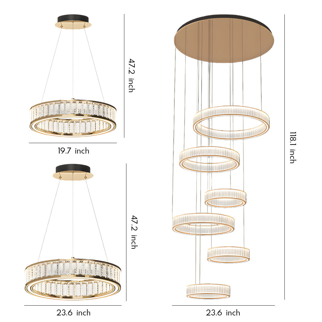Large Crystal Chandeliers Luxury Circular Ceiling Light