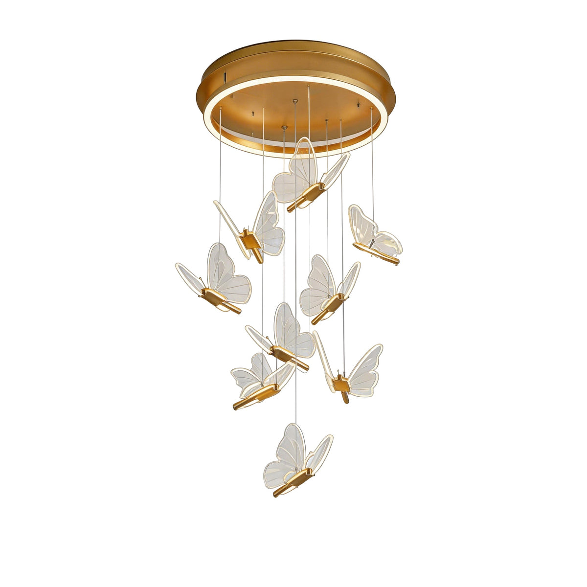 Butterfly Chandelierv Modern Metal Disk Acrylic Ceiling Light