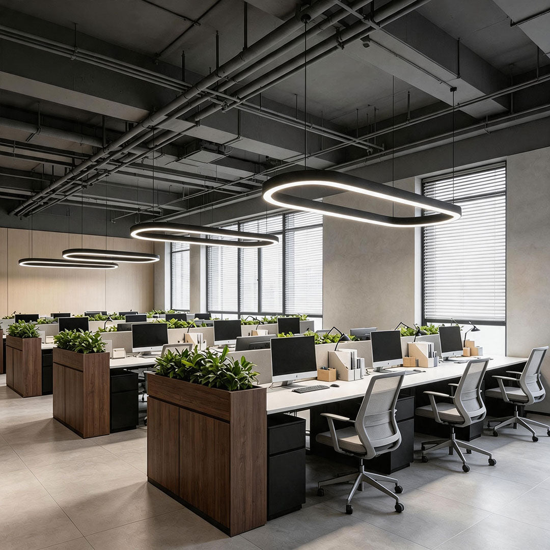 Oval Chandelier Modern Metal LED Office Ceiling Light