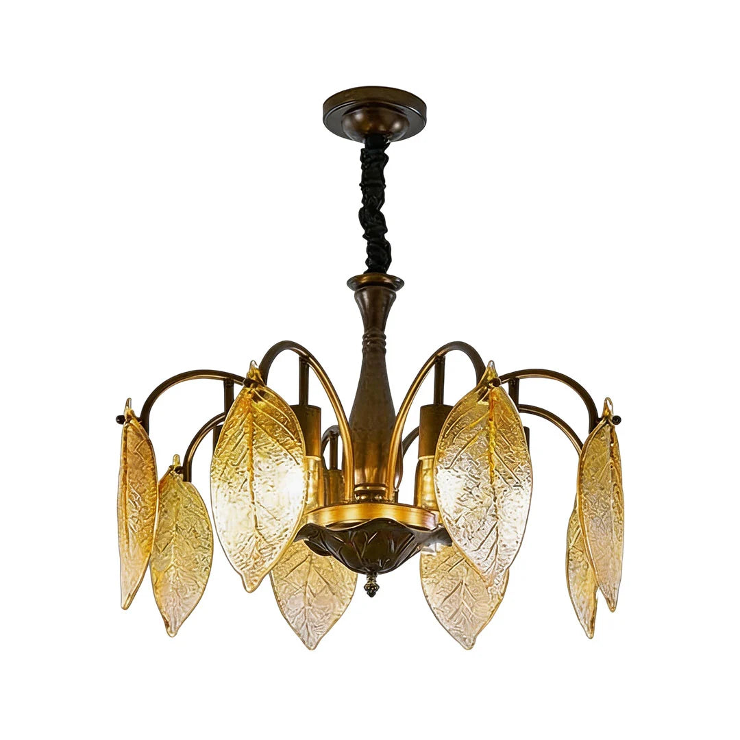 Leaf Glass Chandelier French Vintage Ginkgo Leaf Ceiling Light
