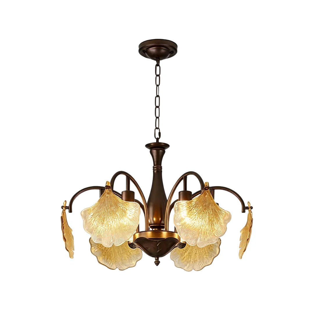 Leaf Glass Chandelier French Vintage Ginkgo Leaf Ceiling Light