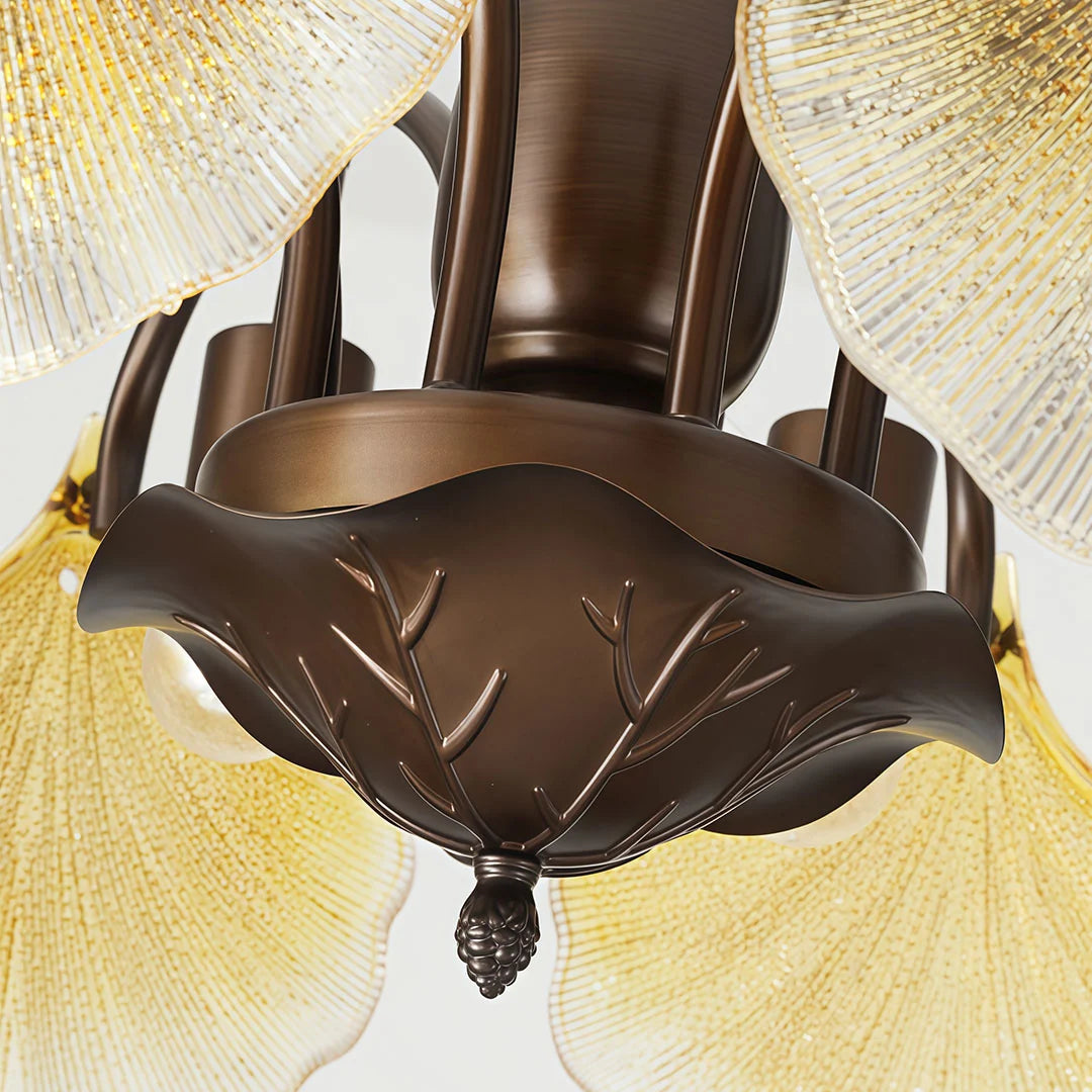 Leaf Glass Chandelier French Vintage Ginkgo Leaf Ceiling Light