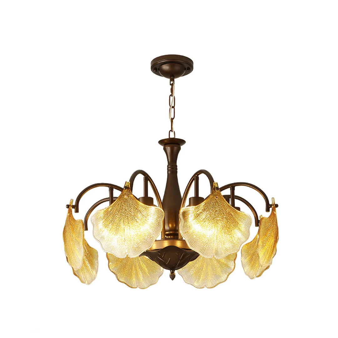 Leaf Glass Chandelier French Vintage Ginkgo Leaf Ceiling Light