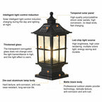 LED Pillar Lights Black Modern Solar Landscape Light