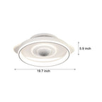 LED Smart Bladeless Ceiling Fan Round White Ceiling Fans with Dimmable Light
