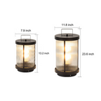 LED Solar Lanterns Outdoor Striped Glass Cylindrical Lamp