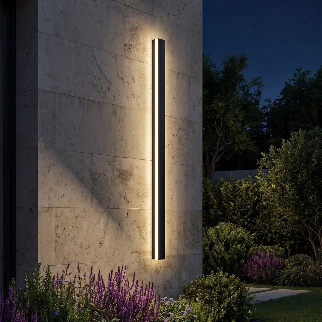 Linear Outdoor Wall Sconce Minimalist LED Black Lamp