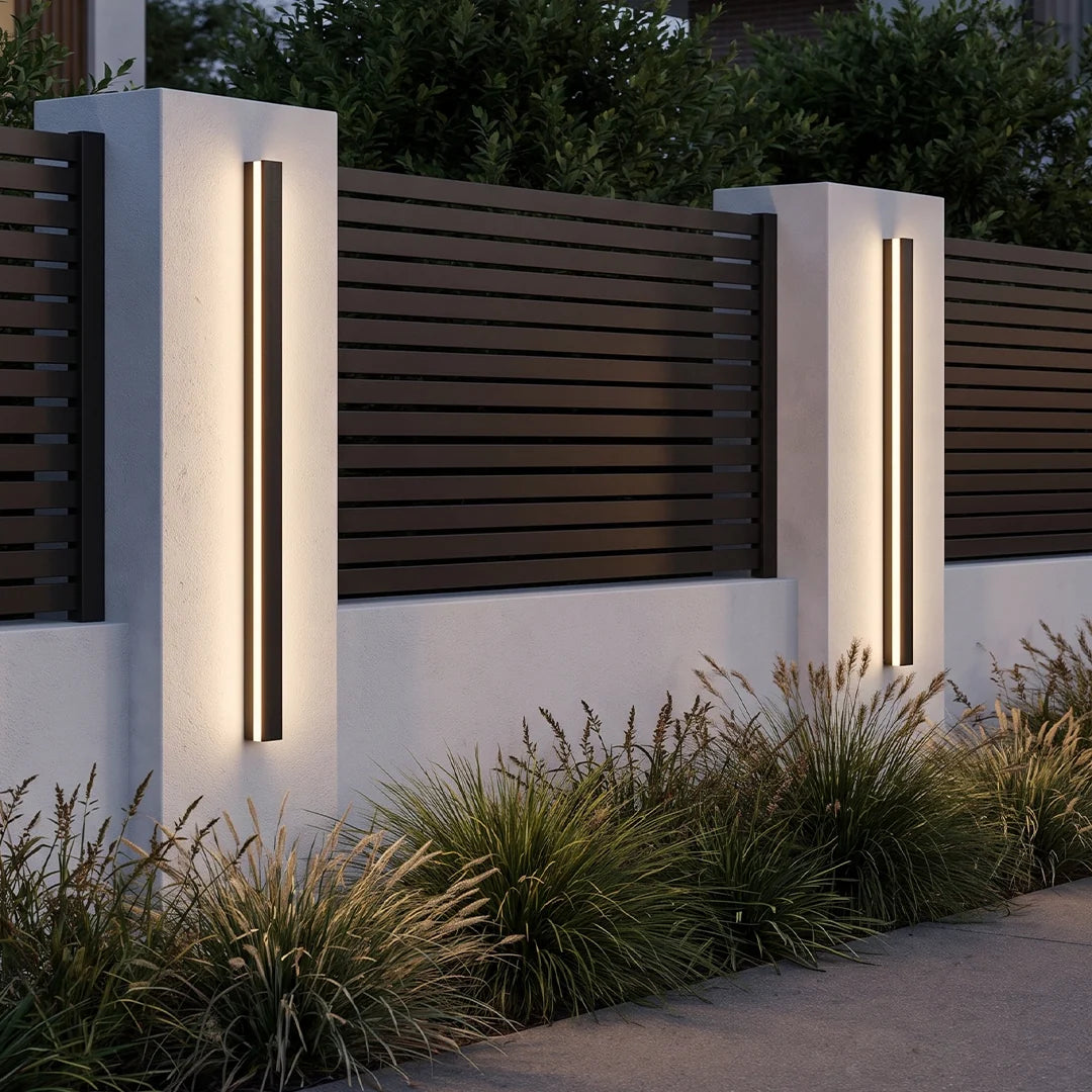 Linear Outdoor Wall Sconce Minimalist LED Black Lamp