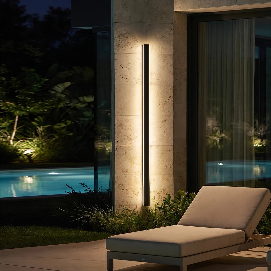Linear Outdoor Wall Sconce Minimalist LED Black Lamp