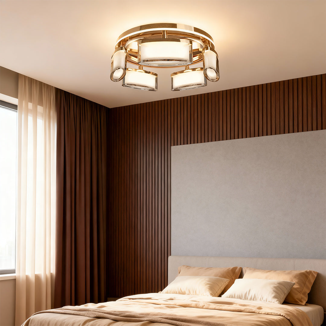 Modern Full Copper Crystal Flush Mount