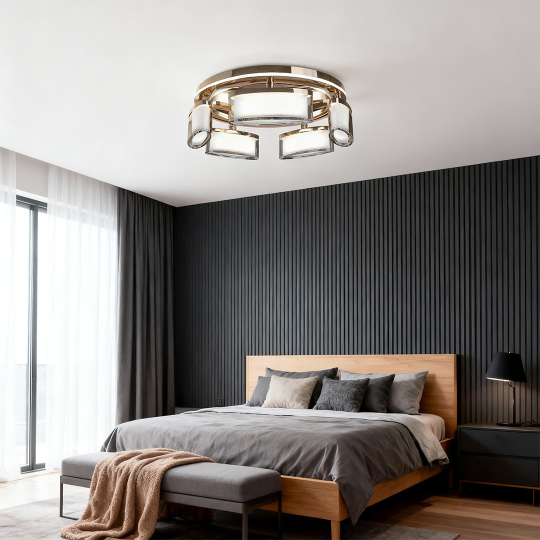 Modern Full Copper Crystal Flush Mount