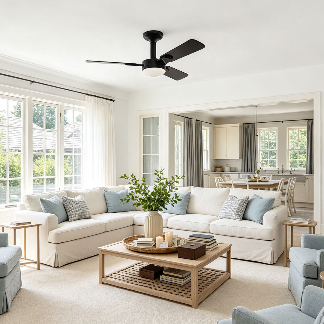 Copper Ceiling Fan with Light Modern Variable Speed LED Lamp