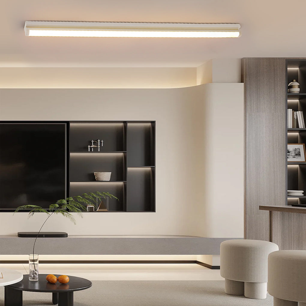 Long Strip Ceiling Light LED Modern White Aluminum Light