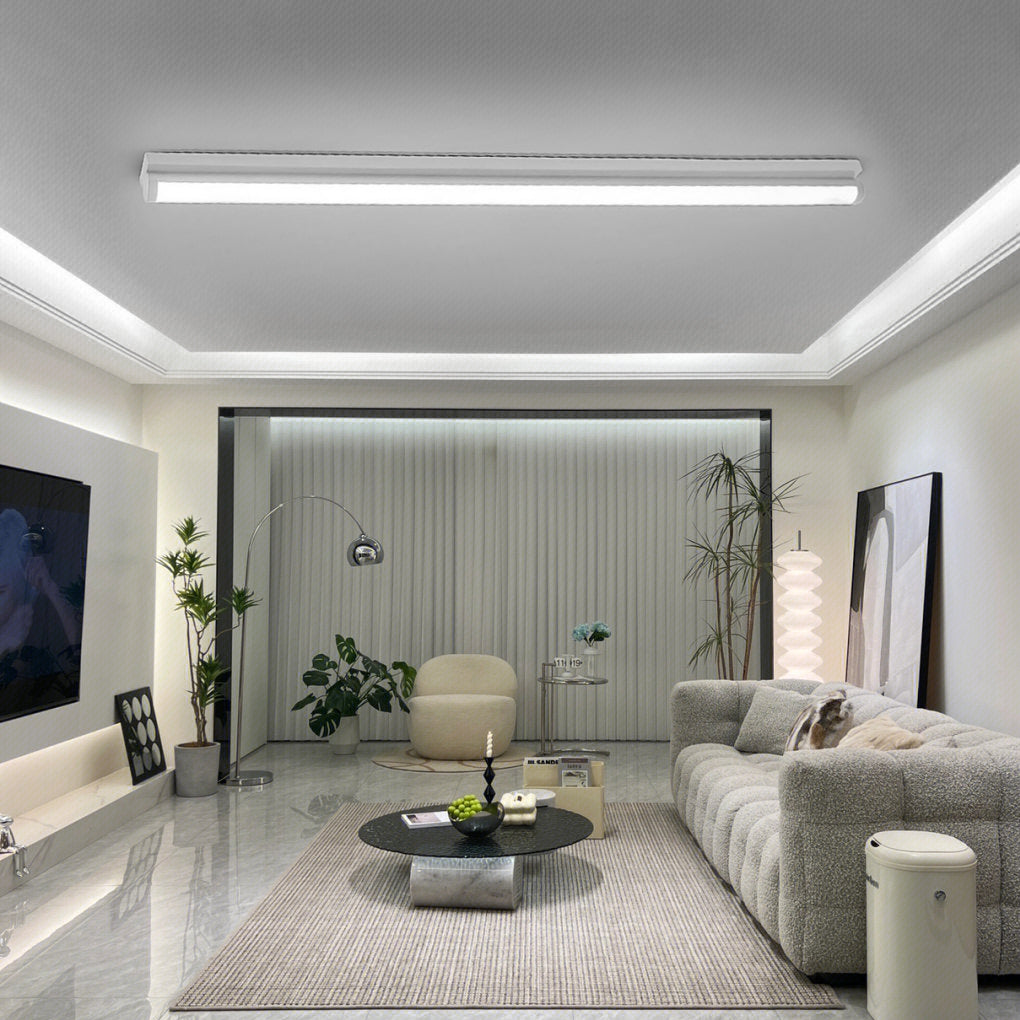 Long Strip Ceiling Light LED Modern White Aluminum Light