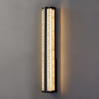 Black Long Rectangular Stainless Steel Crystal Wall Sconces Lights