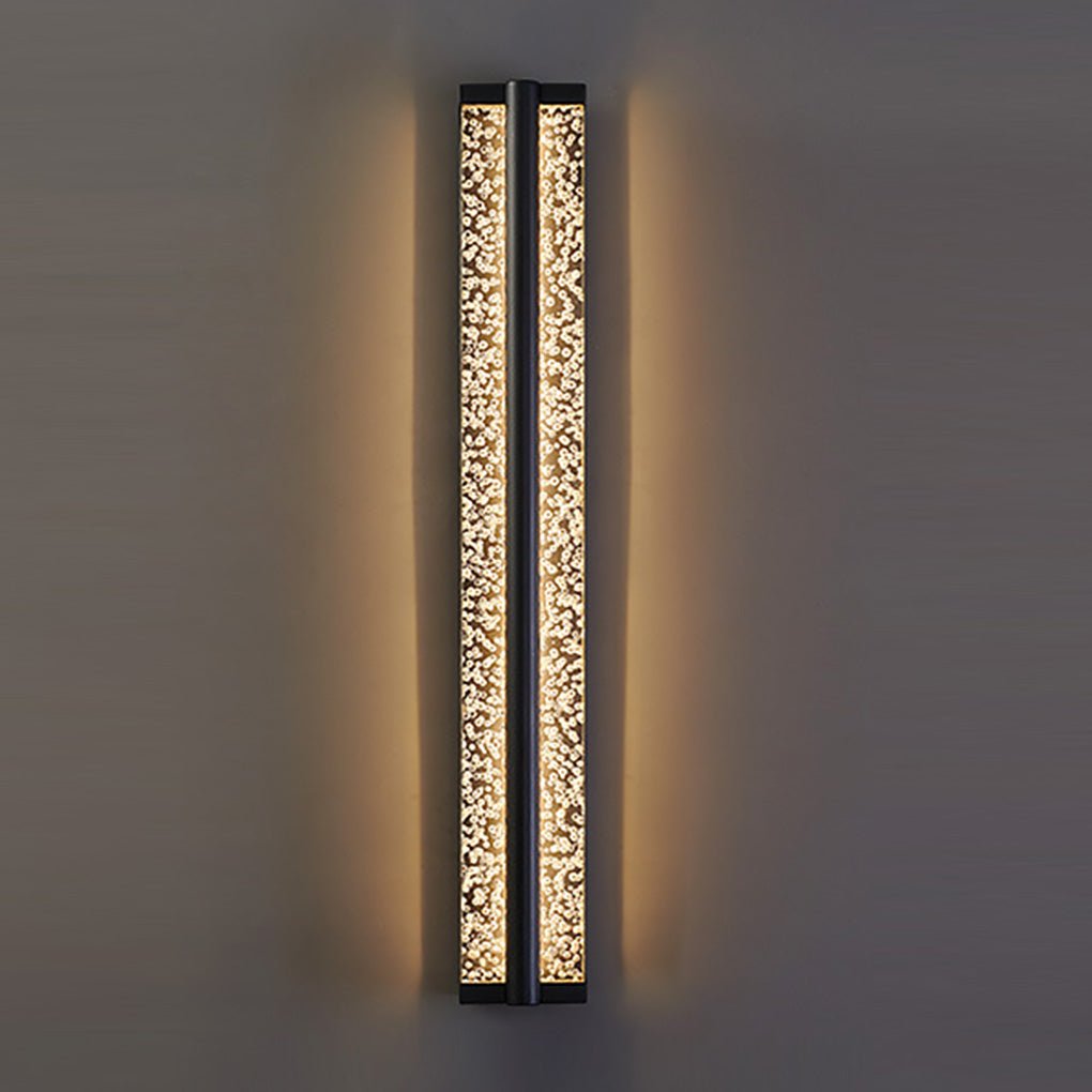 Black Long Rectangular Stainless Steel Crystal Wall Sconces Lights