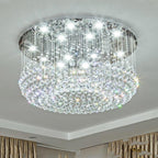 Glass-cicles Crystal LED Chandelier Drum Flush Mount Chandelier
