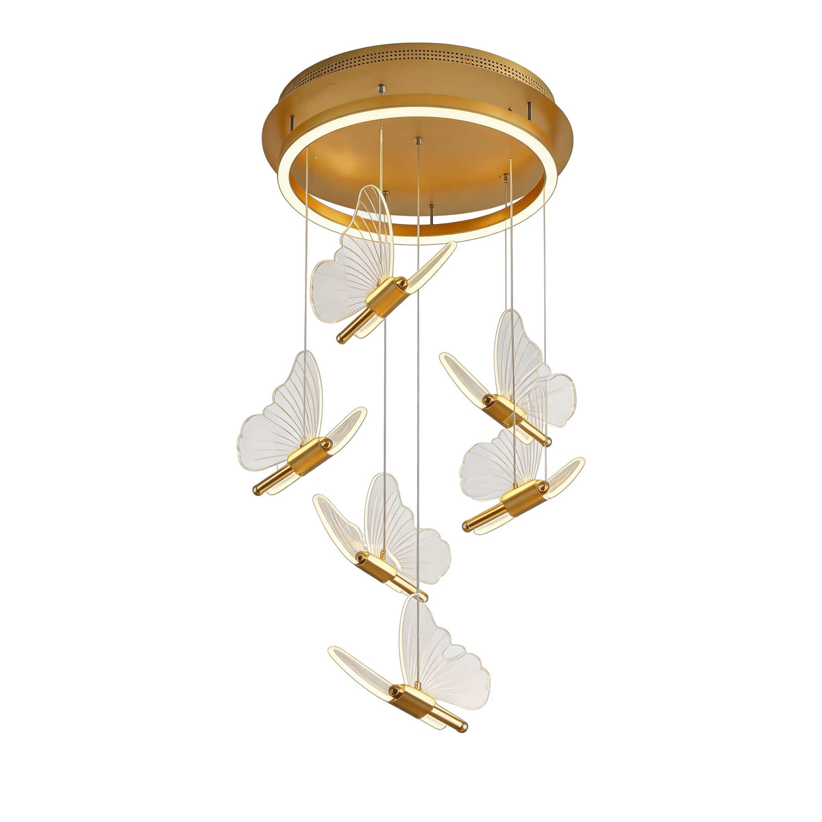 Butterfly Chandelierv Modern Metal Disk Acrylic Ceiling Light