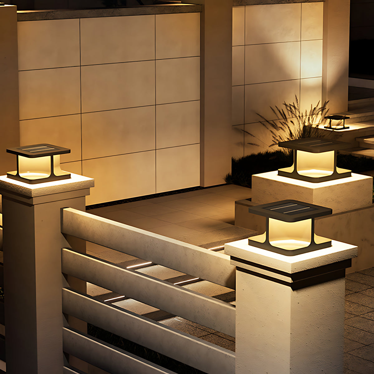 Modern Square Pillar Lights Waterproof Stainless Steel Courtyard