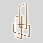 Overlapping Rectangles Aluminum Geometric Style Flush Mount Lighting LED Ceiling Light