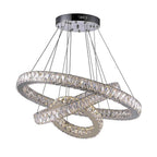 Interwoven Circle Design Chandelier Large Foyer Metal Crystal Ceiling Light